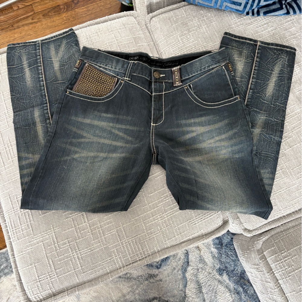 Pelle Pelle Limited Edition Dark Blue Relaxed Jeans Like New